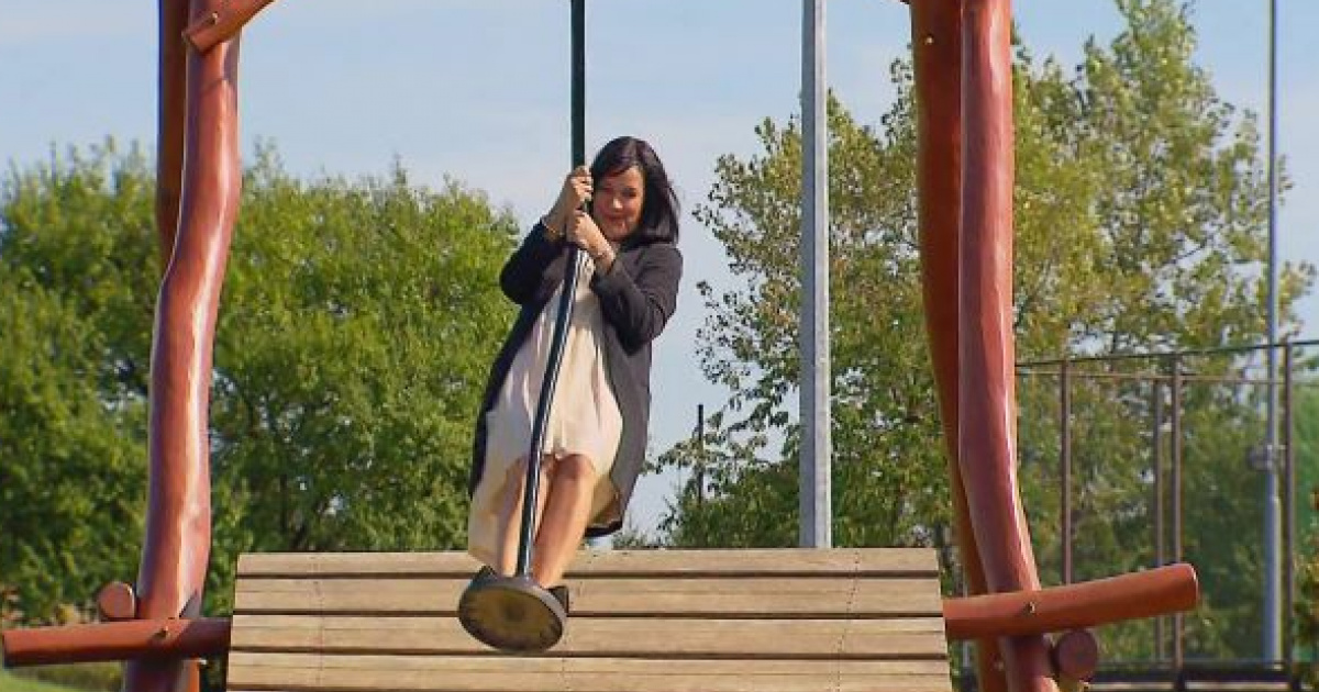 Tereza Brodská rode on the children’s cable car like a little girl.  What she wouldn’t do for her grandchildren